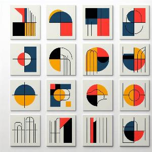 Minimal abstract art shapes with circles squares lines (4)